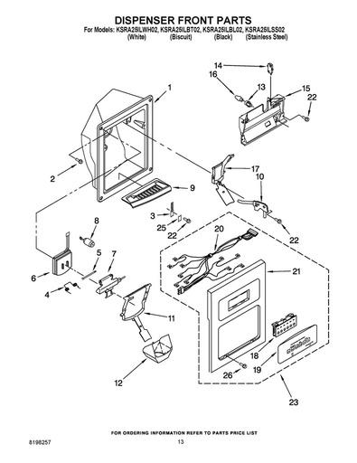 Whirlpool Refrigerator Dispenser Chute Door - WP2180353, Replaces: 2157651