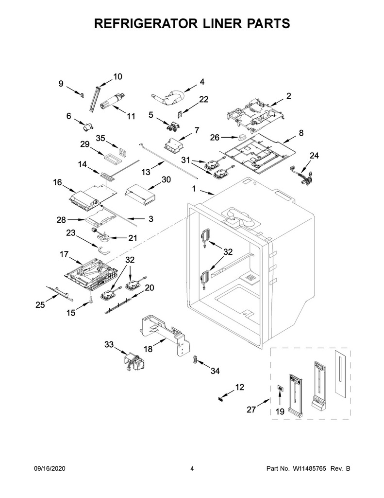 Whirlpool Refrigerator LED Module - W11484836, Replaces: W11229041