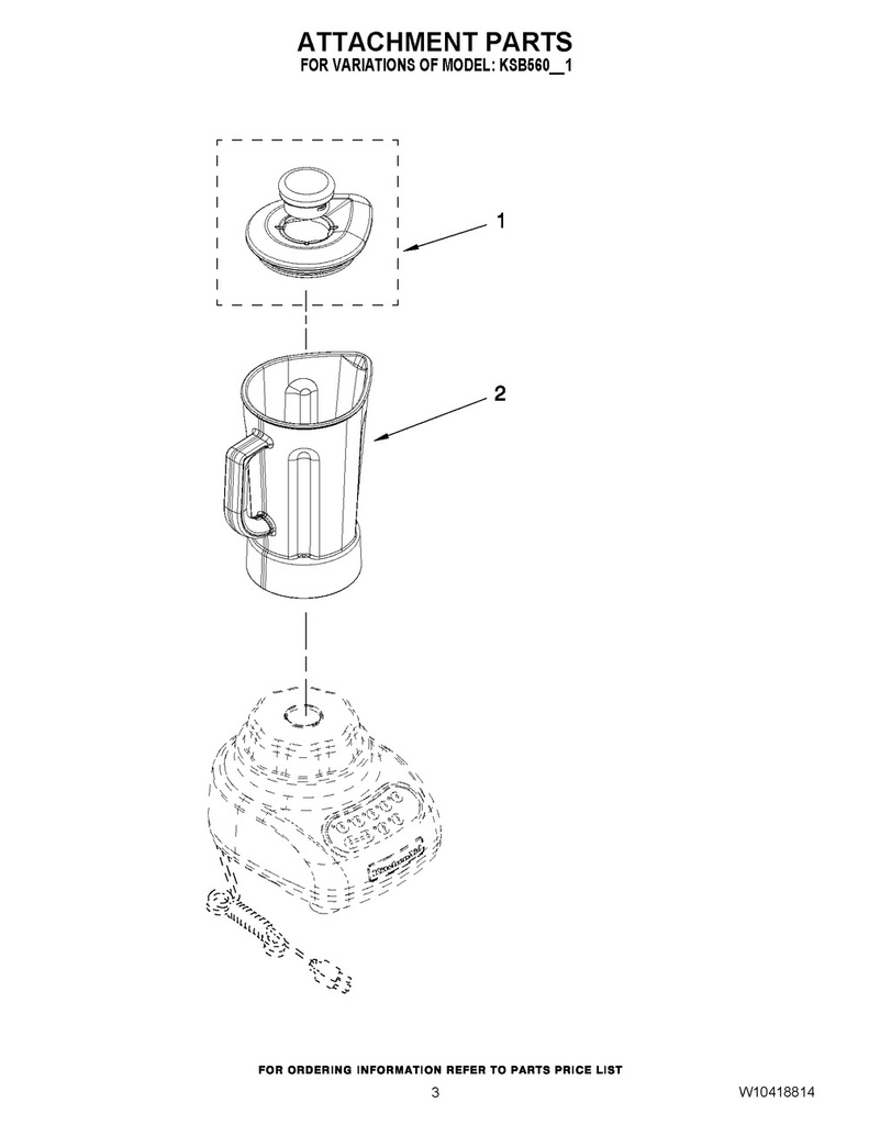 Whirlpool Small Appliance Blender Jar And Blade Assembly - WPW10555711