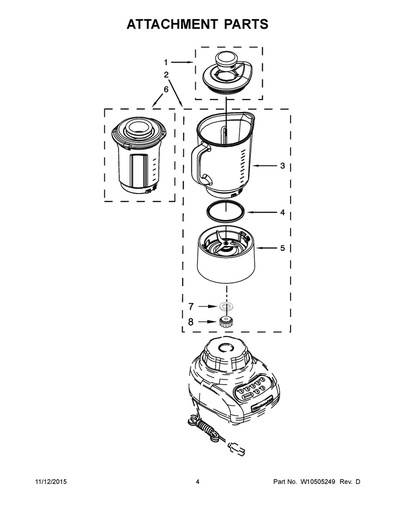 Whirlpool Small Appliance Blender Dome & Blade Assembly - WP9704291