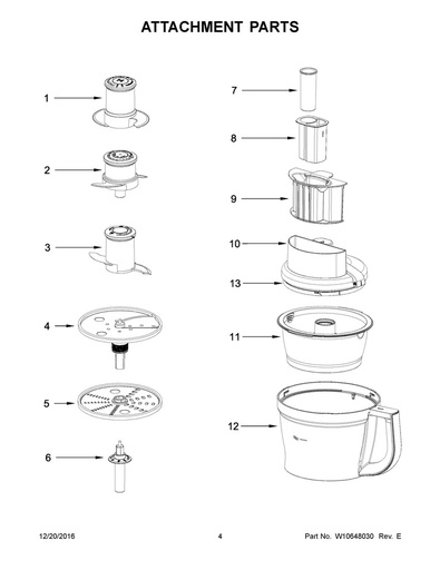 Whirlpool Small Appliance Food Processor Pusher, 9 Cup - WPW10466865