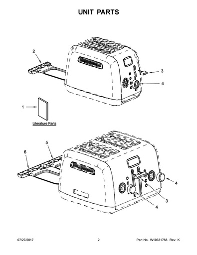 Whirlpool Small Appliance Toaster Lever, Black - WPW10334178