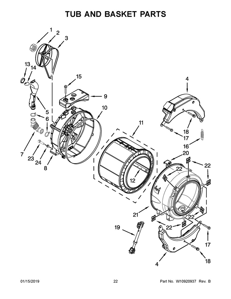 Whirlpool Washer Nut - WPW10283361, Replaces: 8181672