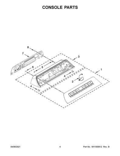 Whirlpool Washer Console Control Panel - W11478519, Replaces: W11112918