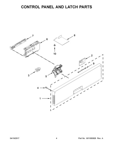 Whirlpool Dishwasher Control Panel - W11084650, Replaces: W10905432