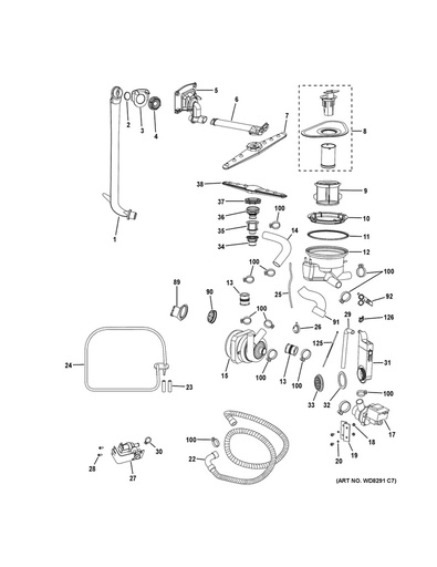 GE Dishwasher Pump Hose with Clamps - WG04A01205