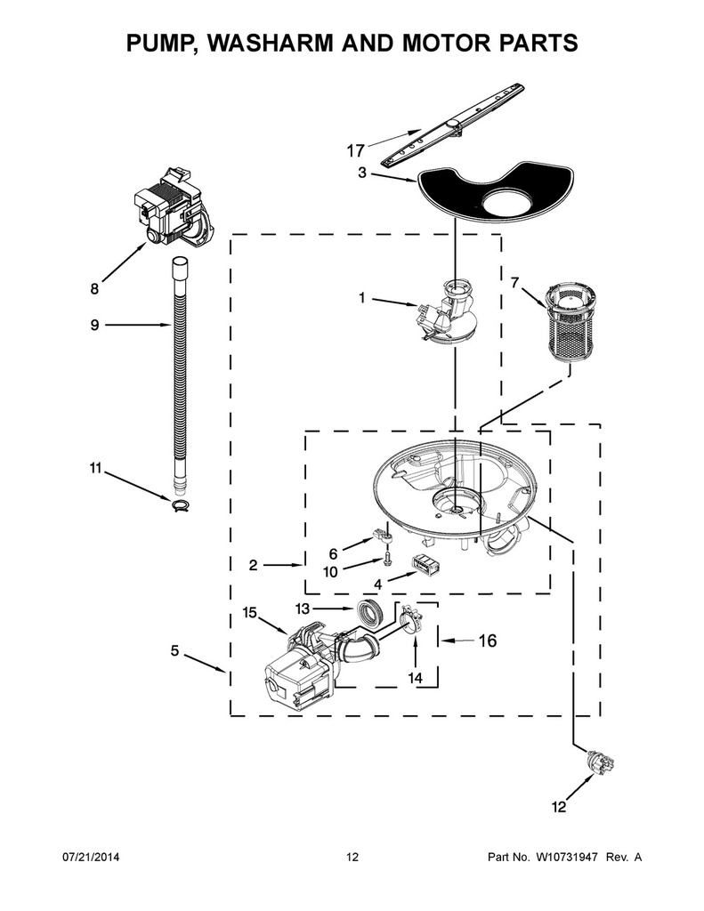 Whirlpool Dishwasher Sump & Motor Assembly - WPW10482480, Replaces: W10300741