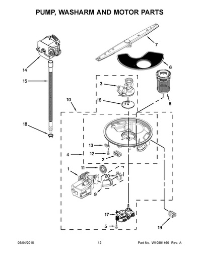 Whirlpool Dishwasher Pump and Motor - W10902326, Replaces: W10671873