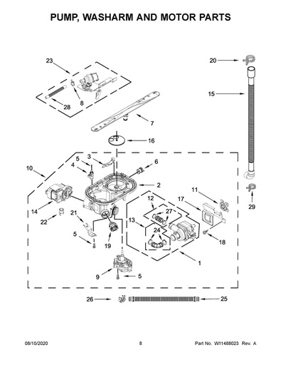 Whirlpool Dishwasher Circulation Pump - W11462455, Replaces: W11048807