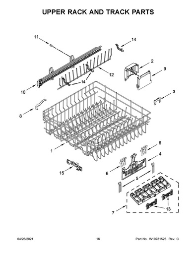 Whirlpool Dishwasher Rack Adjuster Assembly (Right Side) - W10838949, Replaces: W10629520