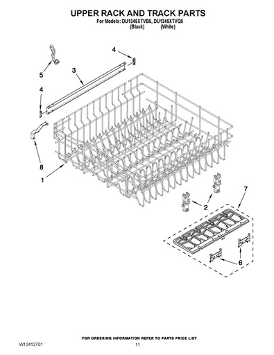 Whirlpool Dishwasher Upper Dishrack Roller Assembly - W11157083, Replaces: 8539128