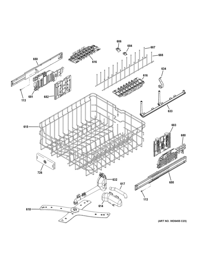 GE Dishwasher Upper Dishrack Slide Rail - WG04L03829