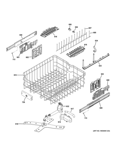 GE Dishwasher Upper Dishrack Slide Rail - WG04L03829
