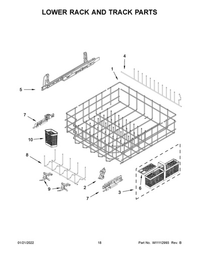 Whirlpool Dishwasher Rear Carriage Support (Left) - WPW10473807, Replaces: W10473807