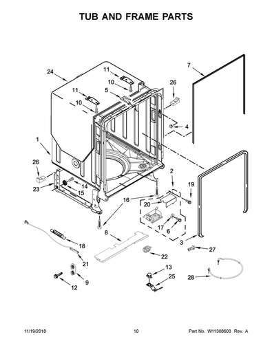 Whirlpool Dishwasher Rear Wheel - WPW10190778, Replaces: W10190778
