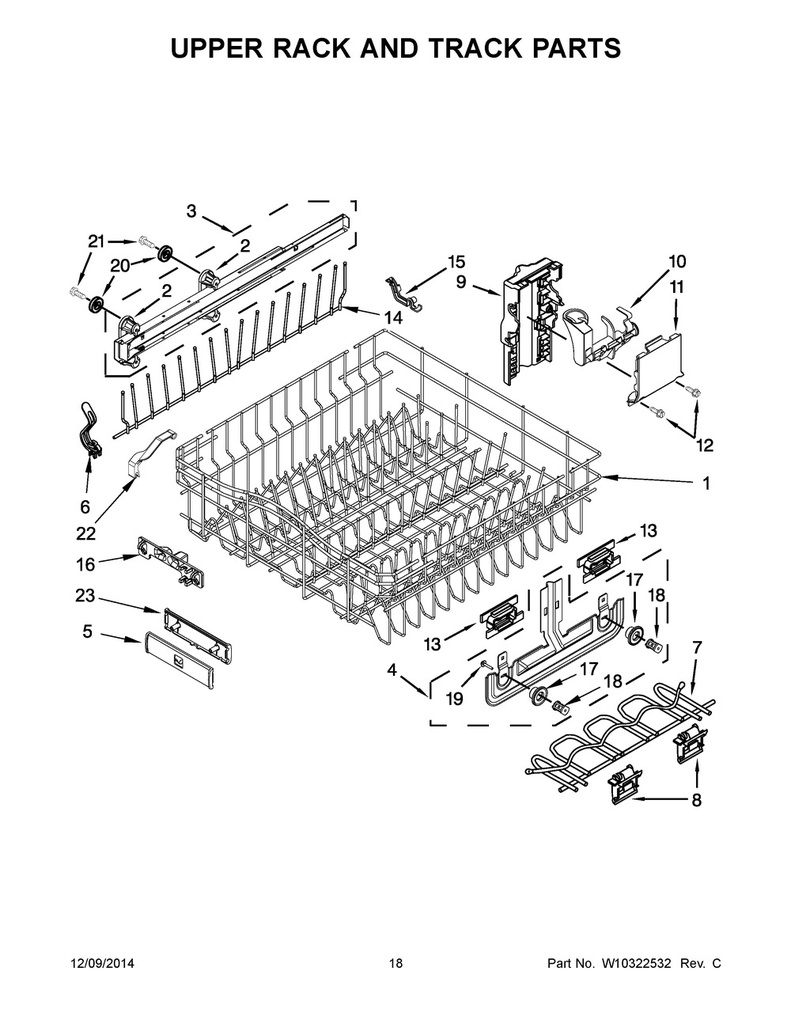 Whirlpool Dishwasher Rack Support Rail Assembly - WPW10247512