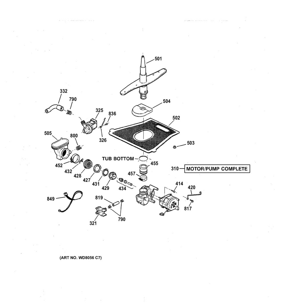 GE Dishwasher Lower Spray Arm & Tower - WG04F01015