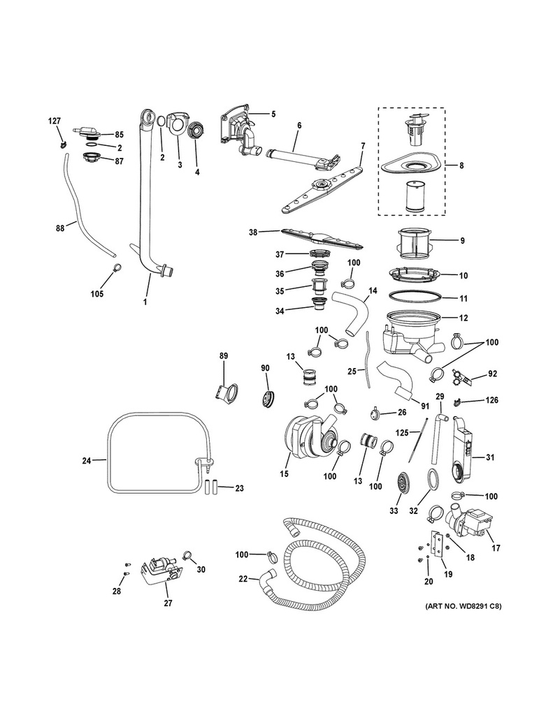 GE Dishwasher Hose Sprinkler Adapter - WG02L01745