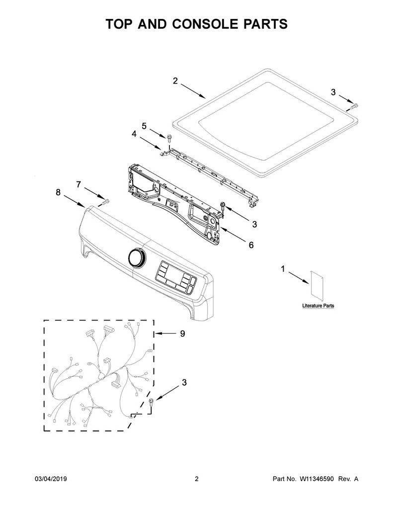 Whirlpool Dryer Control Panel Assembly - W11316915