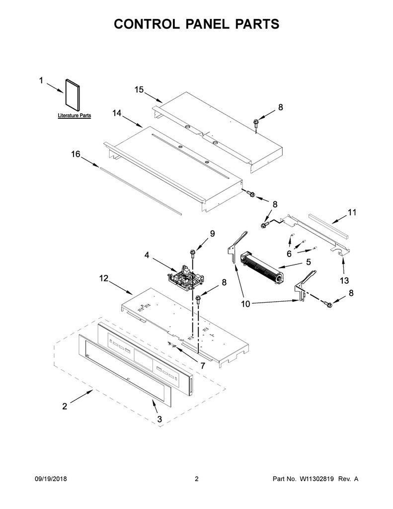Whirlpool Range /Oven Control Panel Assembly (Stainless) - W11236888, Replaces: W10713606