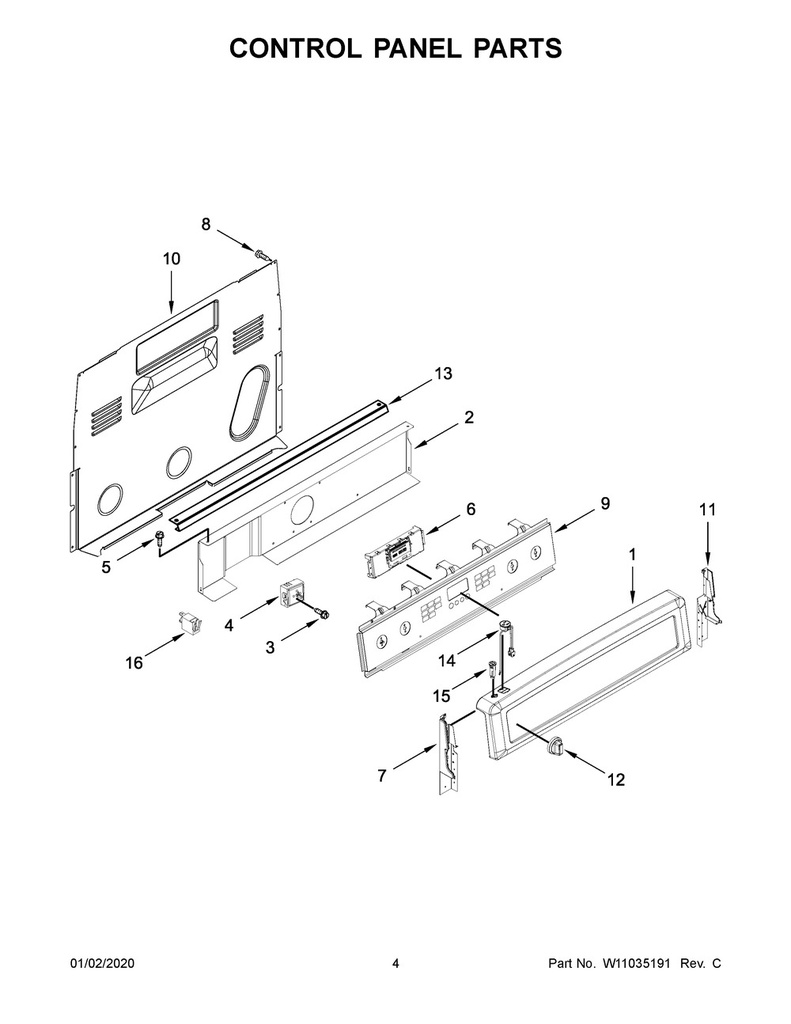 Whirlpool Range /Oven Range Control Panel, White - W10645850