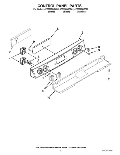 Whirlpool Range /Oven Range Control Panel Assembly - W10236211