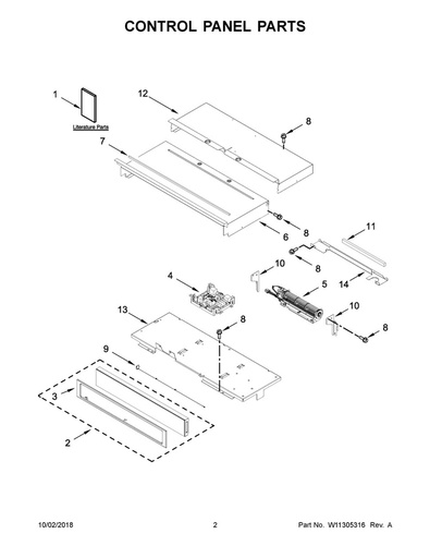 Whirlpool Range /Oven Range Control Panel Assembly - W11428585