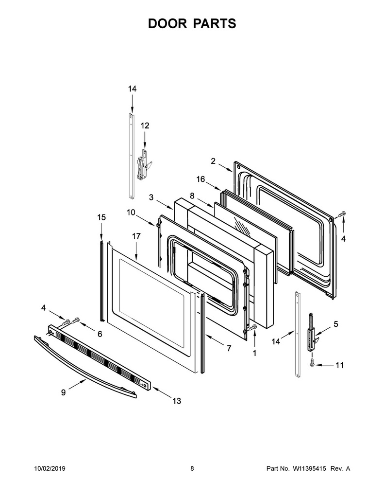 Whirlpool Range /Oven Exterior Door Panel (Stainless) - WPW10330077, Replaces: 3194433