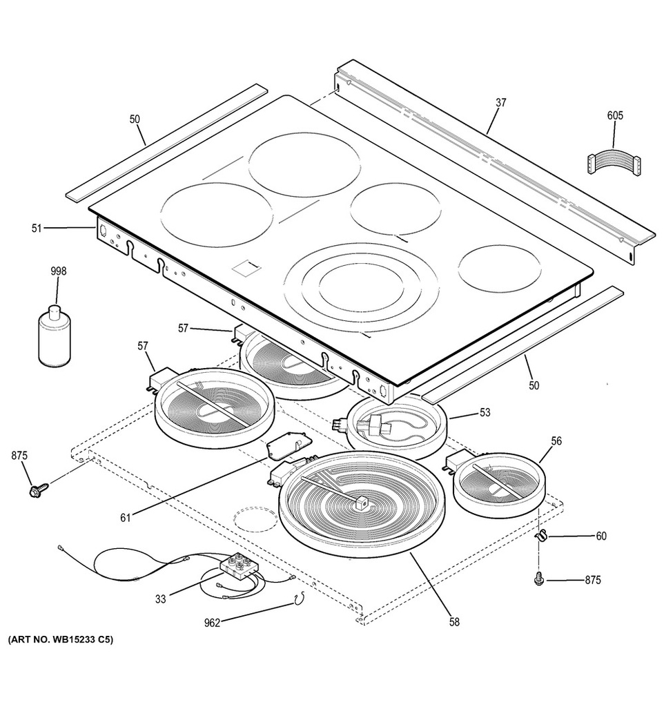 GE Range /Oven Range Radiant Surface Element, 6" - WS01F01171
