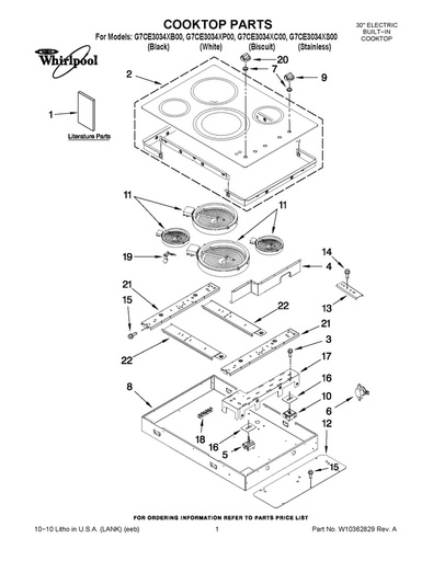 Whirlpool Range /Oven Range Cooktop - W10365136