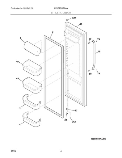Frigidaire Refrigerator Lower Door Shelf Bin - 240363701, Replaces: 240363707