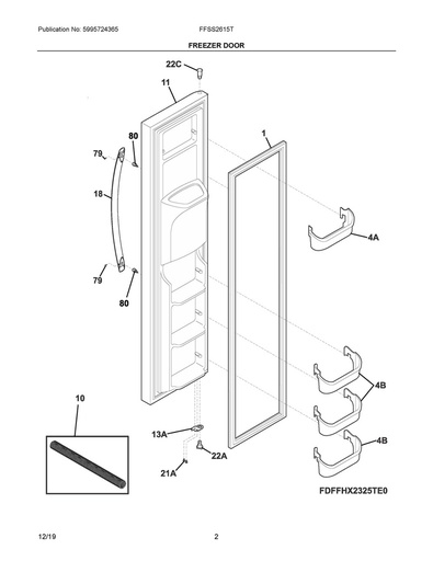 Frigidaire Refrigerator Freezer Lower Door Shelf Bin - 240351601, Replaces: 240351607