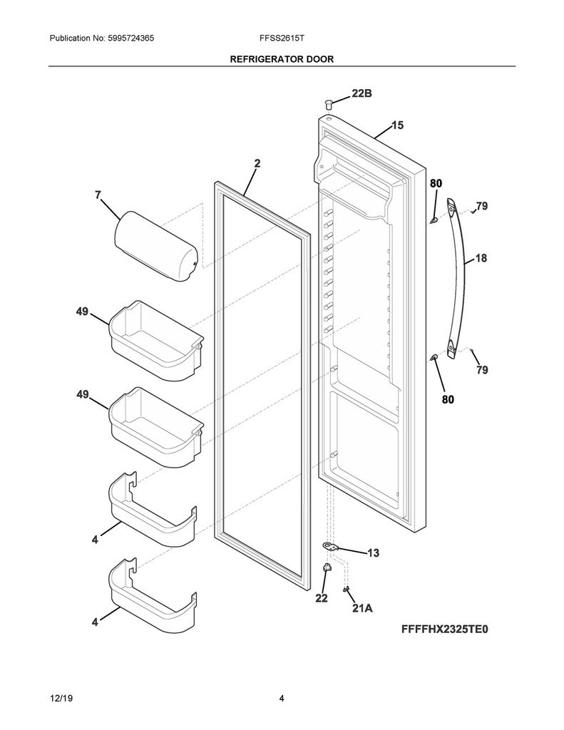 Frigidaire Refrigerator Upper Door Shelf Bin - 240356402, Replaces: 240356407
