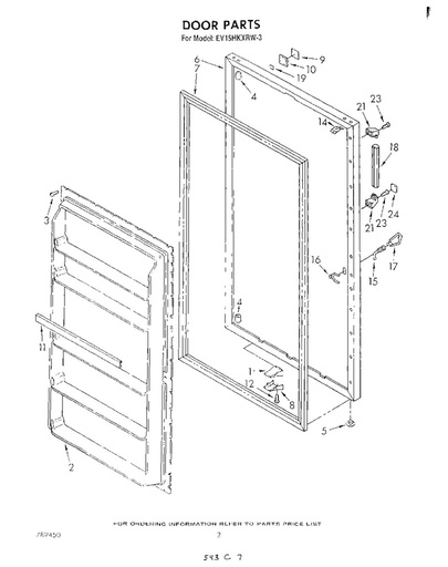 Whirlpool Freezer Door Gasket - 2188436A, Replaces: 940162
