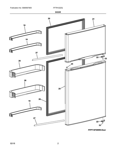 Frigidaire Refrigerator Refrigerator Door Gasket, White - 5304490971