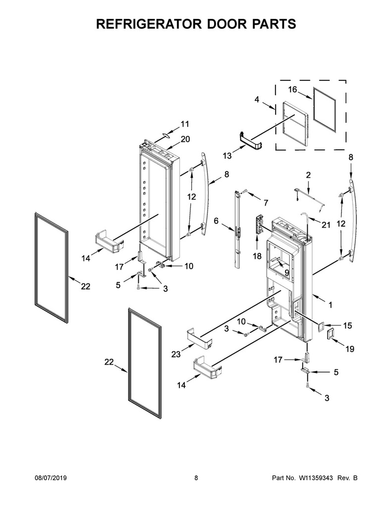 Whirlpool Refrigerator Door Handle - WPW10298244, Replaces: W10237393