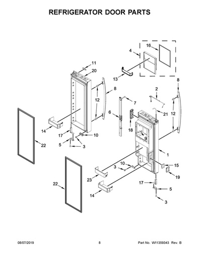 Whirlpool Refrigerator Door Handle - WPW10298244, Replaces: W10237393