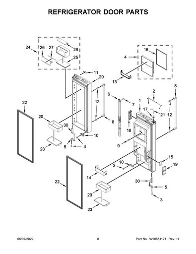 Whirlpool Refrigerator French Door Handle (Stainless) - W11483532, Replaces: W10704121