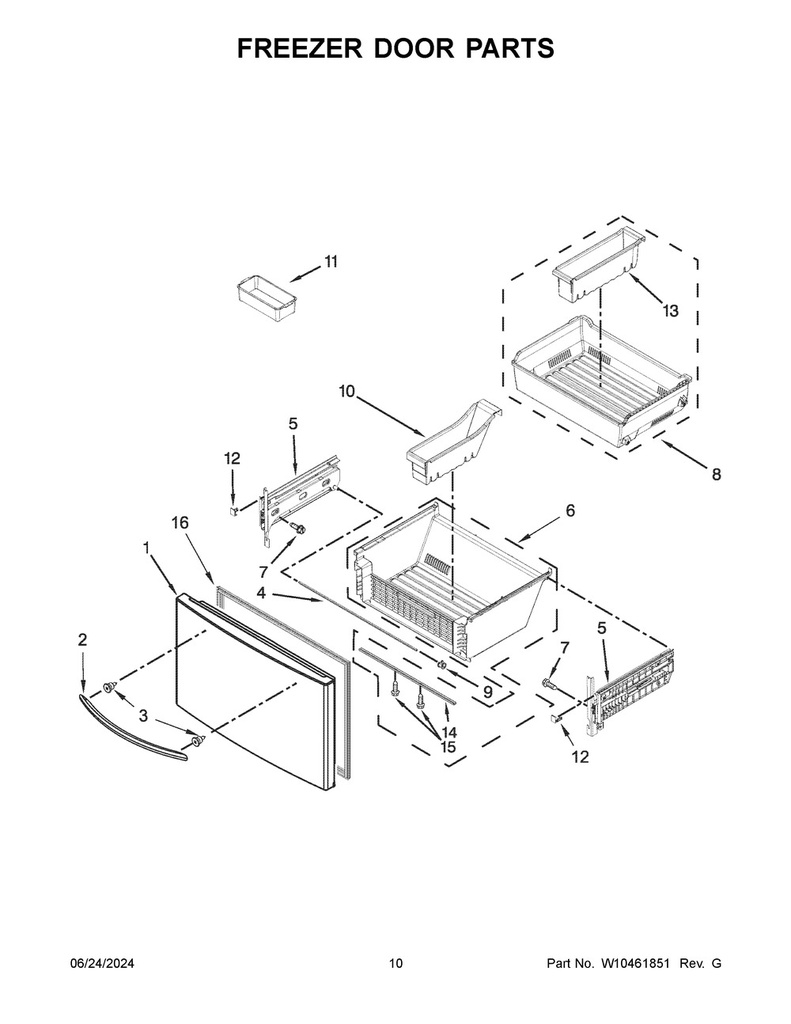 Whirlpool Refrigerator Freezer Handle (Stainless Steel) - WPW10314522K, Replaces: W10314522