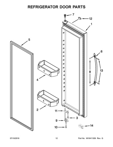 Whirlpool Refrigerator Door Handle (White) - WPW10268056, Replaces: W10268056