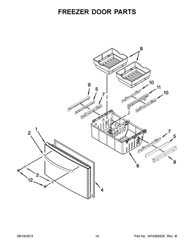 Whirlpool Refrigerator Freezer Door Handle (Stainless) - WPW10138763, Replaces: 67006393