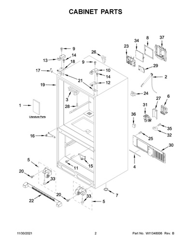 Whirlpool Refrigerator Door Guide - W11024160, Replaces: W10120087