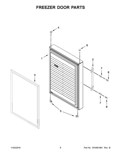 Whirlpool Refrigerator Refrigerator Door Panel, Stainless - W10851065