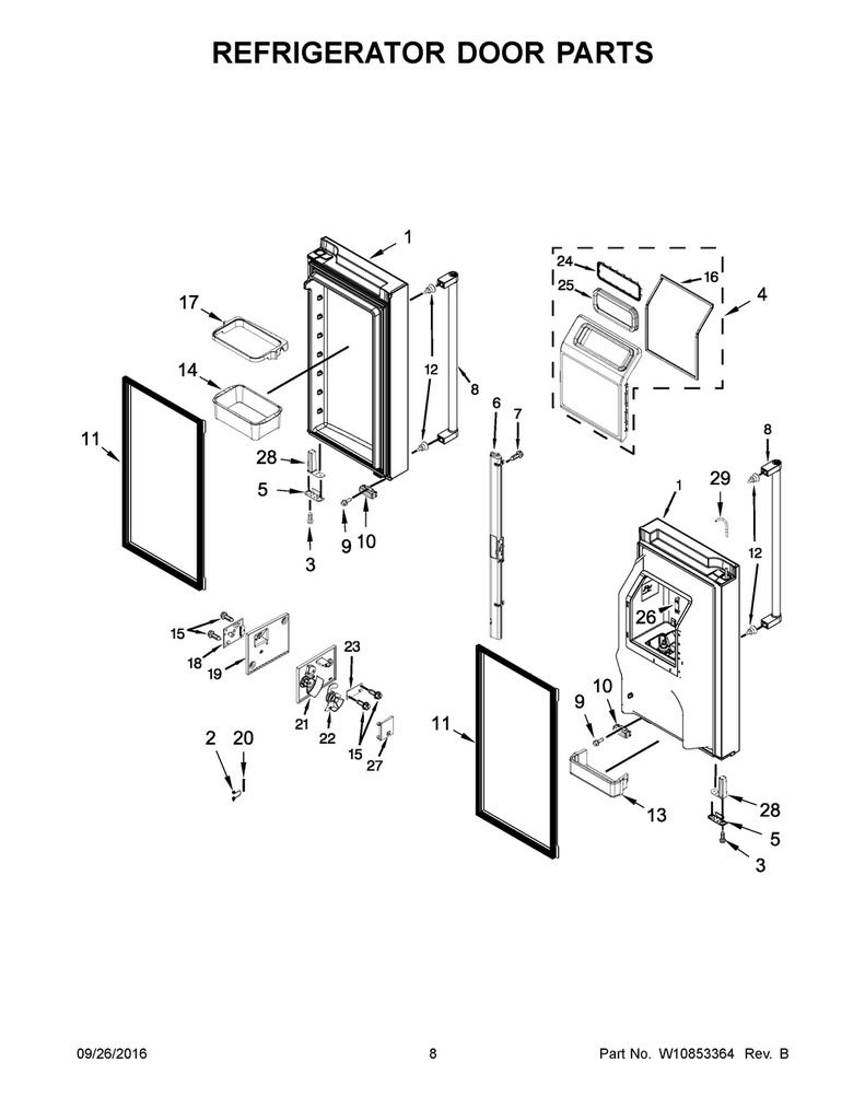 Whirlpool Refrigerator Refrigerator Door Assembly, Stainless - W10815693