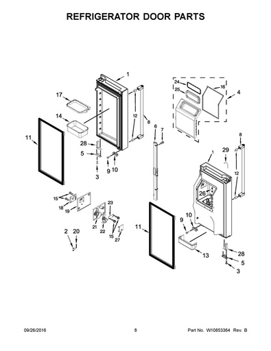 Whirlpool Refrigerator Refrigerator Door Assembly, Stainless - W10815693