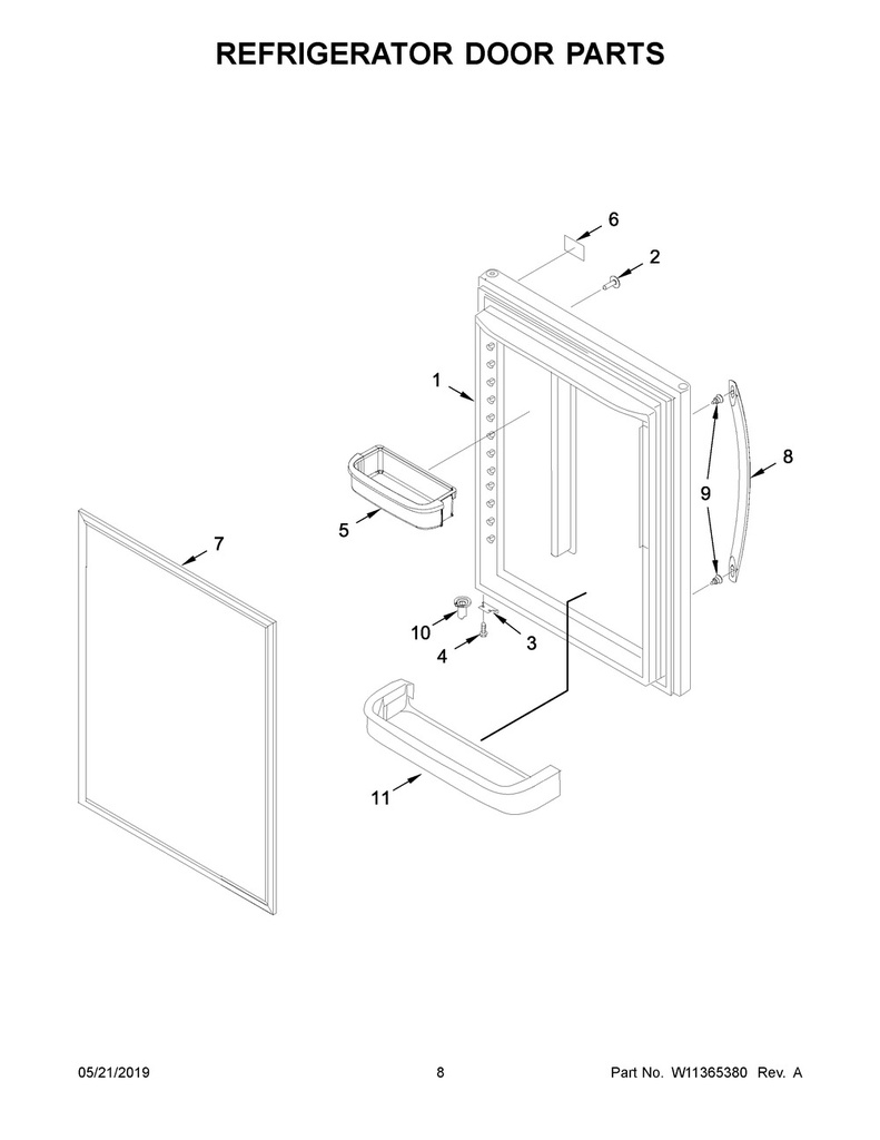 Whirlpool Refrigerator Refrigerator Door Assembly, Stainless - 13107554SQ