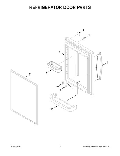 Whirlpool Refrigerator Refrigerator Door Assembly, Stainless - 13107554SQ