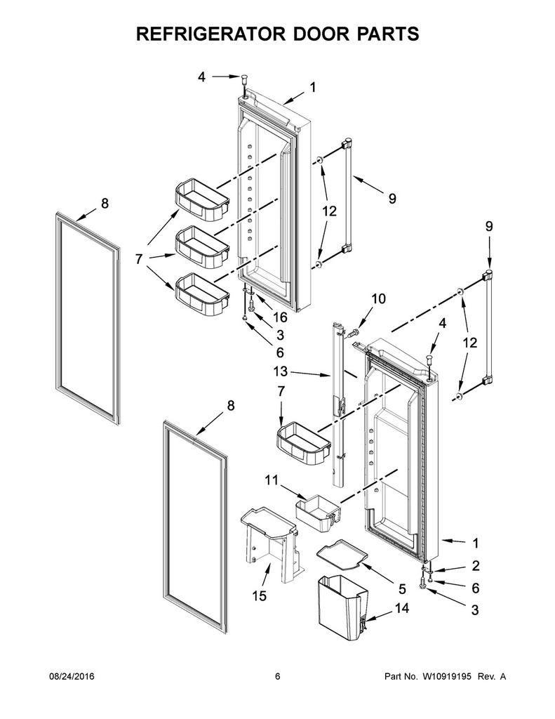 Whirlpool Refrigerator Refrigerator Door Assembly, Left Hand, Stainless - LW10721548