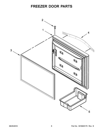 Whirlpool Refrigerator Refrigerator Freezer Door Assembly, Stainless - LW10433608