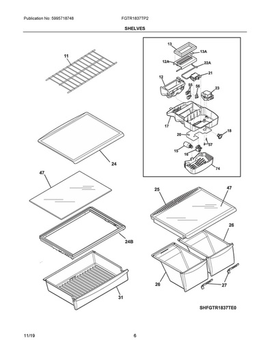 Frigidaire Refrigerator Drawer Cover Frame (No Glass) - 242218602, Replaces: 242218601